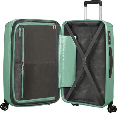 Валіза American Tourister Sunside Spinner 55 см, 35 л, чорна, розширювана, поліпропіленова, на колесах, для подорожей