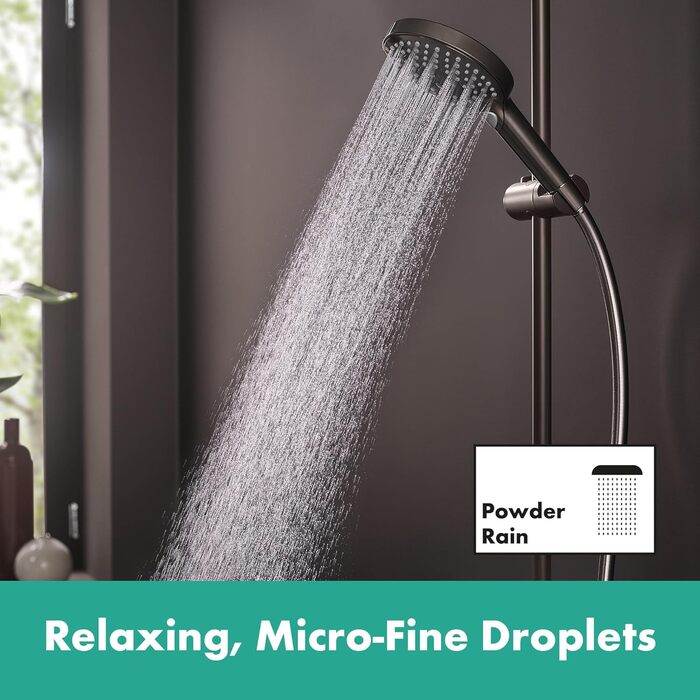 Душова лійка hansgrohe Raindance Select S, економна, 9 л/хв, 3 режими, 120 мм, антикальк, PowderRain, чорний хром