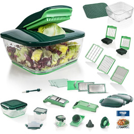 Мультифункціональна овочерізка Genius Nicer Dicer Chef 34-в-1 з томаторізкою, скляною чашею, для нарізки овочів, спіралей, скибок, соломки, джулієн