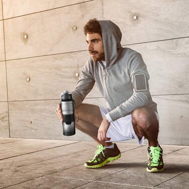 Дитяча спортивна пляшка ZORRI 1000 мл, BPA-free, тритан, з фільтром, сіра