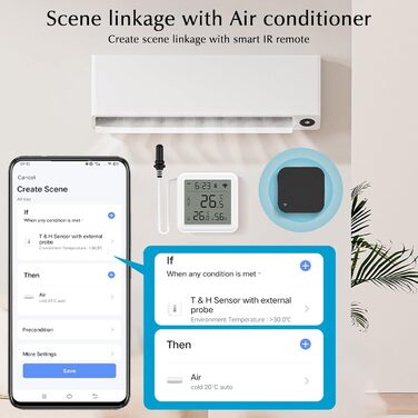Цифровий Wi-Fi термометр-гідрометр eMylo для холодильника, акваріума, дитячої кімнати з датчиком температури та вологості, підтримка експорту даних, мобільний додаток, білий 5,6×5,6 см