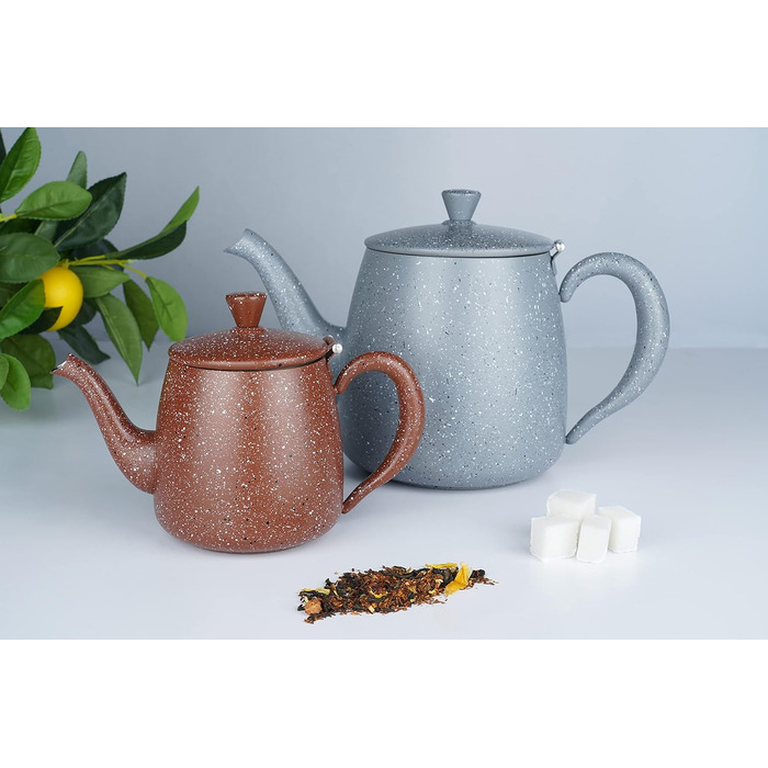 Чайник Café Olé PT-048 преміум, 1,4 л, нержавіюча сталь 18/10, безкапельний носик, порожнисті ручки, відкидна кришка, червоний граніт