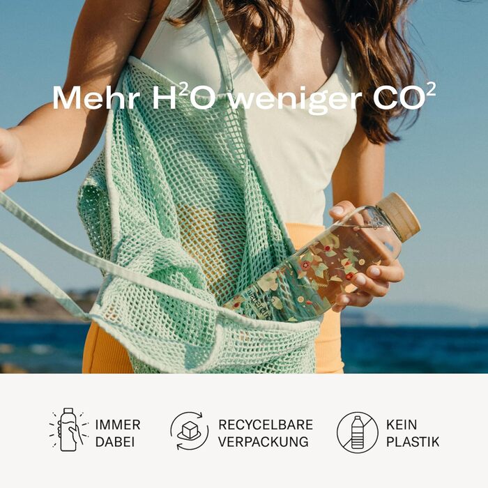 Скляна пляшка для води waterdrop® Edition 600 мл, боросилікат, герметична, підходить для газованої води, BPA-free, з неопреновим чохлом, можна мити в посудомийці