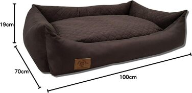 Odolplusz XXL Ліжко для великих собак 100x70 см, коричневе, знімний та праний чохол, двостороння подушка, лежак-диван для собак
