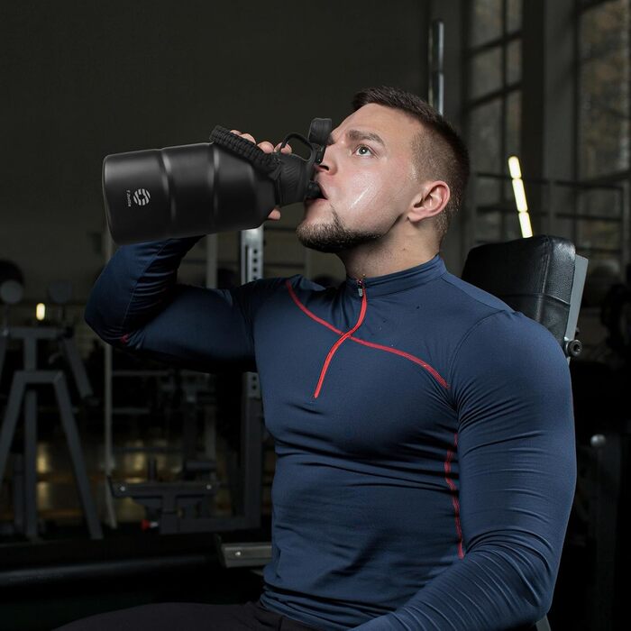 Термос Fjbottle 1900 мл з нержавіючої сталі, магнітна кришка, подвійні стінки, BPA Free, для води, газованих напоїв, спорт, фітнес, кемпінг, чорний
