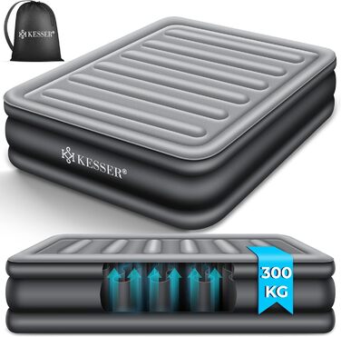 Надувний матрац KESSER з електронасосом, двоспальний, 203x152,5x51 см, для дому і кемпінгу, з сумкою