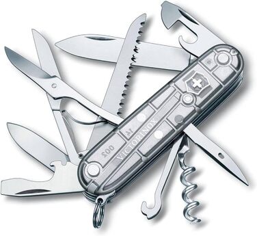 Швейцарський ніж Victorinox Huntsman, 15 функцій, мультитул, сріблястий прозорий, лезо, штопор, відкривачка