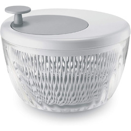 Сушарка для салату Guzzini SPIN&STORE з кришкою, олива, 26×19 см, 4000 мл, біла, Kitchen Active Design