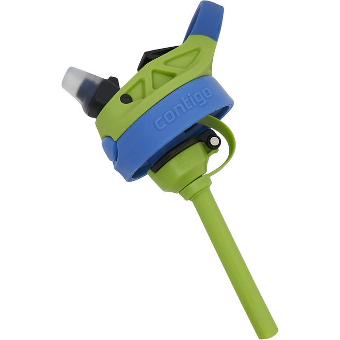 Дитяча пляшка для води Contigo Easy Clean Autospout з трубочкою, нержавіюча сталь, без BPA, 100% герметична, легке очищення, 420 мл, для школи, садка, спорту (Matcha Dragon)