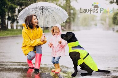 Водонепроникний дощовик для собак Lautus Pets, жовтий, XL, з отвором для шлейки, відбиваючий