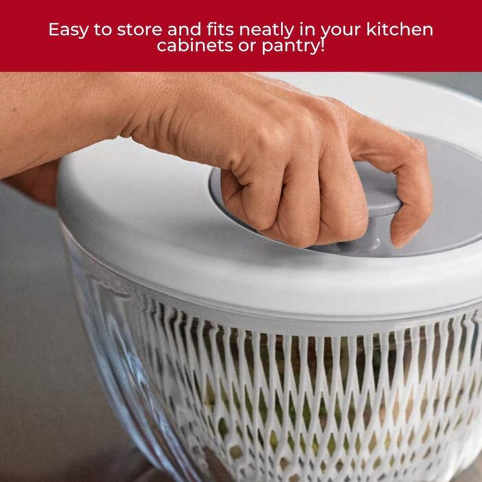 Сушарка для салату Guzzini Spin&Store з кришкою, оливкова, 26 см, 4 л – Kitchen Active Design