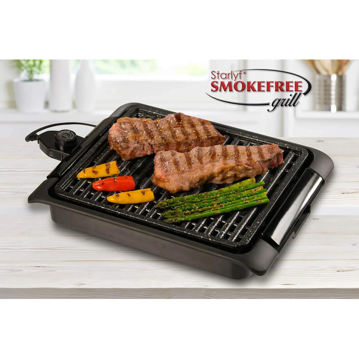 Електричний стільниковий гриль Starlyf Smokefree 1250 Вт з термостатом, знімною піддоном для жиру, підходить для посудомийної машини