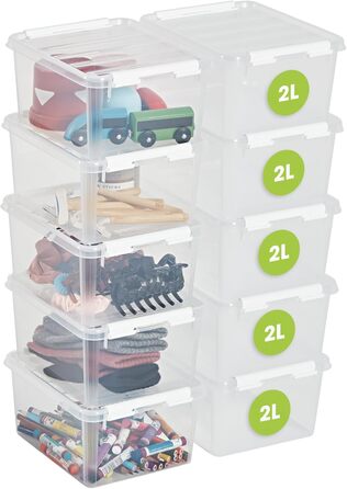 Набір із 10 пластикових боксів SmartStore Classic 2 л з кришкою, харчовий пластик, 21x17x11 см, міцні кути, штабельовані, гарантія 10 років
