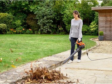 Електричний садовий пилосос-видувка Black+Decker BEBLV301, 3-в-1, 3000 Вт, з подрібнювачем і рюкзаком-мішком 72 л, регульована потужність, висока швидкість повітря