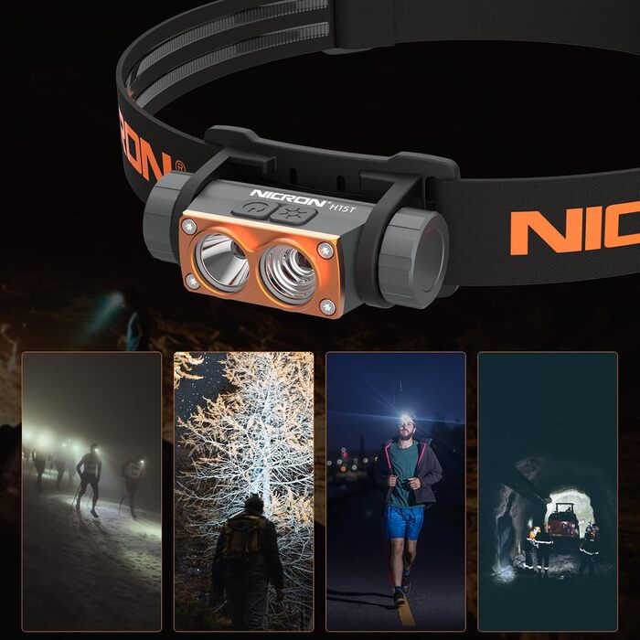 Лобовий ліхтар NICRON H15T LED з червоним світлом, USB акумуляторний, 500 люмен, водонепроникний IP67 для риболовлі, нічних прогулянок, археології