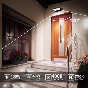 RGB LED прожектор для вулиці 40Вт з пультом, 120 кольорів, 5 режимів, IP66, 4000Лм, холодне біле світло, для саду, двору, гаража, комплект 2 шт.