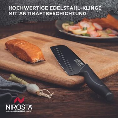 Набір ножів Nirosta Wave, 4 шт, преміум нержавіюча сталь, зручна ручка Soft-Touch, універсальні кухонні ножі, чорний колір