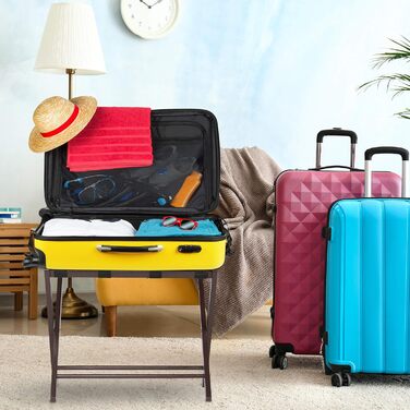 Складана дерев'яна підставка для валіз Relaxdays, коричнева, 54,5x66x44 см, багажна полиця для готелів та дому