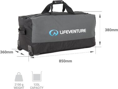 Дорожня сумка Lifeventure Expedition 120 л з колесами, міцна, складана, сіра