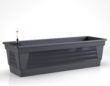 Пластиковий квітник Plastard Milano 3 шт. по 60 см, антрацит, з водозапасом і індикатором рівня води, для саду та балкона, стійкий до погодних умов, для внутрішнього та зовнішнього використання