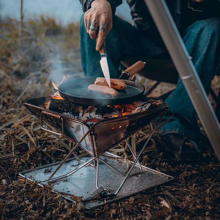 CAMPINGMOON 3-в-1 портативний гриль-мангал з нержавіючої сталі 40,6x45,7 см з сумкою