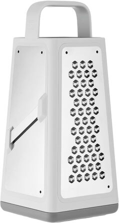 Терка кухонна ZWILLING Z-Cut, 4 насадки, нерж. сталь, з контейнером, для овочів, сиру, картоплі, пармезану, двостороння, 26×11×11 см, підходить для посудомийки, сіра