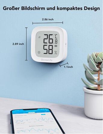 Цифровий термогігрометр GoveeLife WLAN для дому, з додатком, вимірювач температури та вологості, дистанційне керування, зберігання даних, для спальні та винного погребу