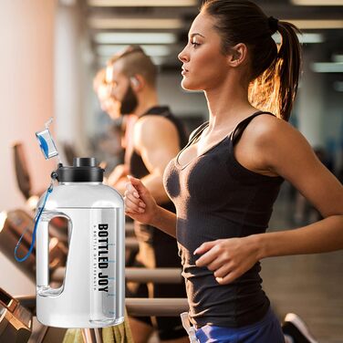 Спортивна пляшка для води 3,5 л з мірною шкалою, герметична, BPA-free, з ручкою та щіткою для очищення, для фітнесу та офісу (біла, 3785 мл)