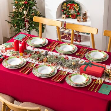 Набір різдвяного посуду VEWEET XMAS, 18 предметів, порцеляна, для 6 персон — тарілки з малюнком Санти та оленів