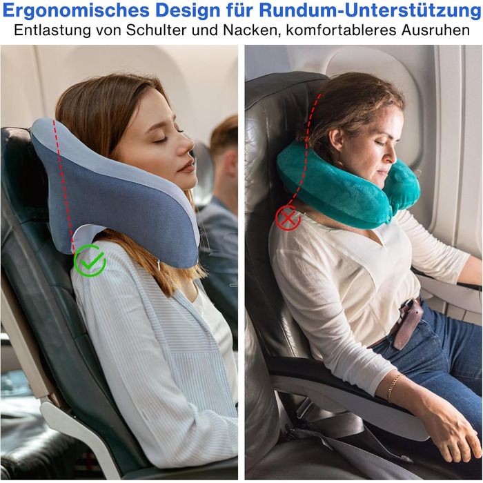 Ортопедична подушка для шиї Yeelan з піни Memory Foam, U-подібна дорожня подушка для дорослих, універсальна для літака, дому, офісу та кемпінгу, сіра