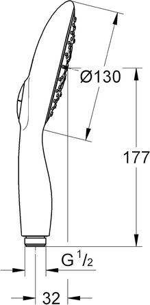 Душова лійка Grohe Vitalio Rain 130, 4 режими, хром, 13 см, 9,5 л/хв