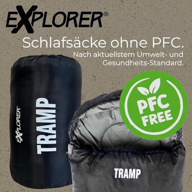 Спальний мішок EXPLORER Tramp -9°C до +9°C, 3 сезони, мумія, легкий, для дорослих, 1300г, 230x80x55см, комбінований, для туризму, кемпінгу, подорожей