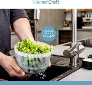Міні-сушарка для салату KitchenCraft, багатофункціональна, 19 см, прозора