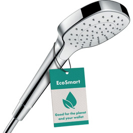 Душова лійка hansgrohe Croma Select E EcoSmart, 9 л/хв, три режими, антикальк, квадратна 110x110 мм, біла/хром, водозберігаюча