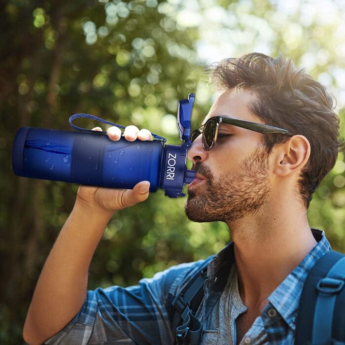 Дитяча спортивна пляшка для води ZORRI 503 мл, BPA-free, тритан, з фільтром, багаторазова, темно-синя