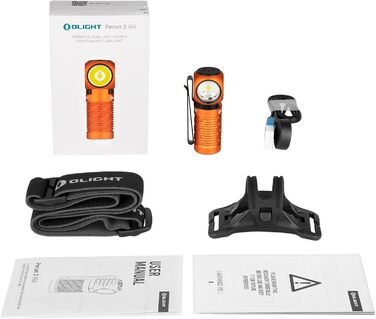 Ліхтар налобний OLIGHT Perun 2 Mini 1100 лм, 150 м, USB, 5 режимів, водонепроникний, з червоним світлом, для кемпінгу та надзвичайних ситуацій, помаранчевий, холодне біле світло