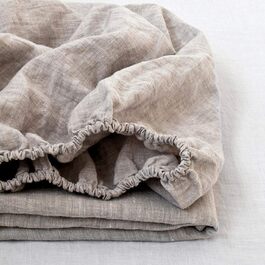 Простиня на гумці Simple&Opulence, 100% натуральний льон, висота борта до 35 см, дихаюча, терморегулююча, сертифікат OEKO-TEX, 182x200 см, натуральний колір
