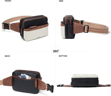 Жіноча маленька бананка Bauchtasche, крос-боді сумка з PU шкіри, водонепроникна, захист від крадіжок, бежева з чорним, для спорту, подорожей та велоспорту