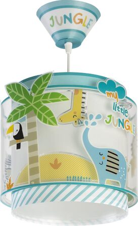 Дитяча підвісна лампа Dalber My Little Jungle із зображенням левів, слонів, жирафів і крокодила, кольорова
