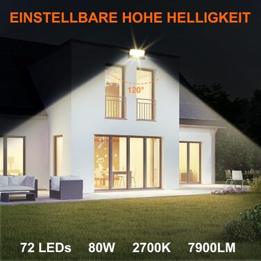 LED прожектор DUSKTEC для вулиці RGB, 80 Вт, диміруємий, з Bluetooth та APP, кольорозмінний, тепле біле світло, IP66, водонепроникний, для саду, комплект 2 шт.