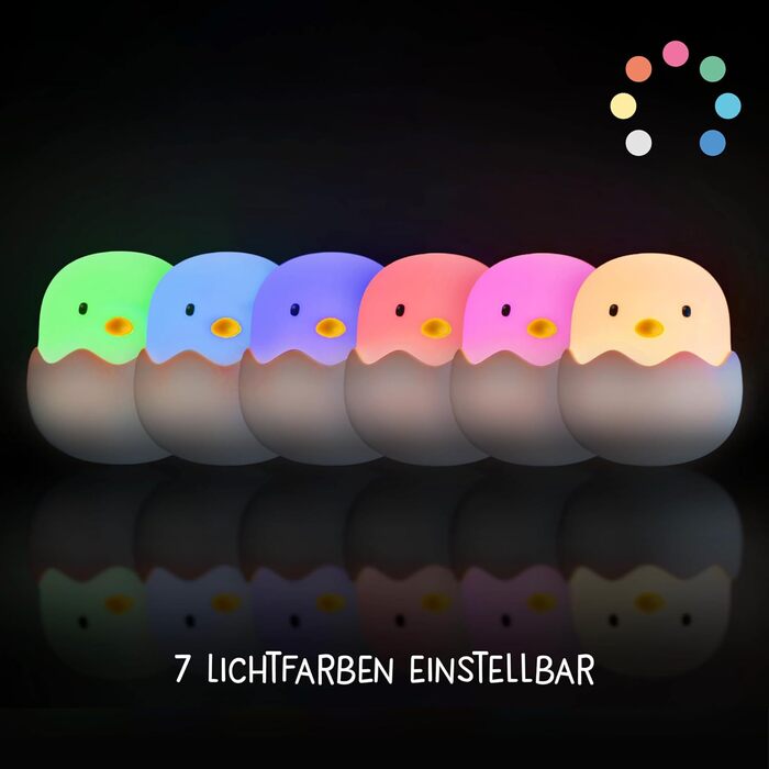 Дитячий LED нічник MegaLight Eggy Egg з RGB-підсвіткою, сенсорним керуванням, таймером і USB-зарядкою, безпечний для немовлят, нічна лампа для дитячої кімнати