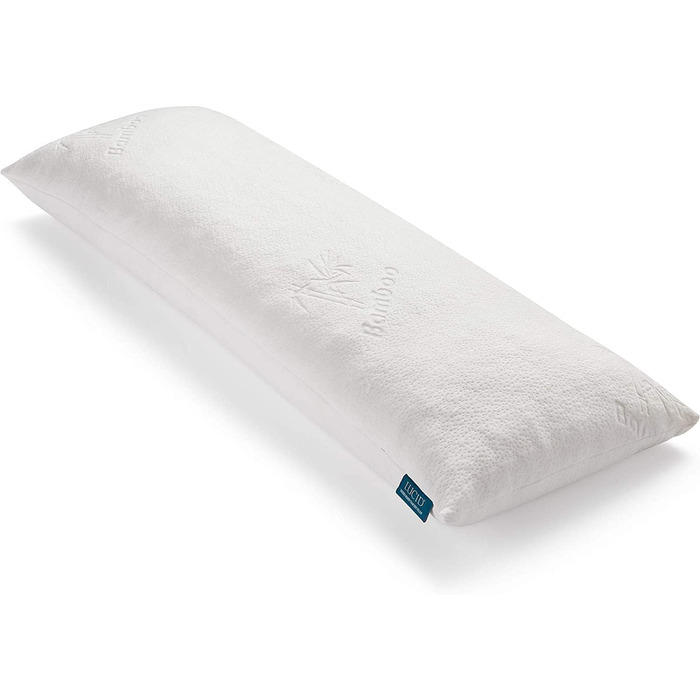 LUCID ортопедична подушка для сну на боці з подрібненої піни Memory Foam, тіло-подушка для вагітних, ультрам'який бамбуковий чохол, біла
