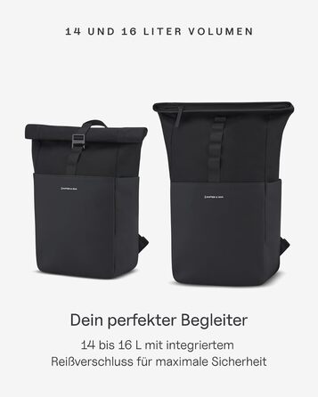 Рюкзак Kapten & Son Lund Basic 14-16 л, ролтоп, з відділенням для ноутбука 14'', унісекс, для подорожей, навчання та роботи, ручна поклажа