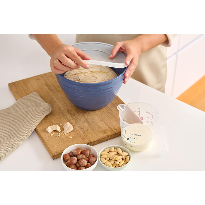 Миска для змішування Emsa Prep&Bake 4,15 л з кришкою, пластикова, для зберігання в холодильнику, нековзке дно, стабільна, підходить для миття в посудомийній машині, штабельована