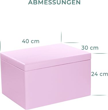 Велика дерев'яна скриня з кришкою XL, рожева – універсальна коробка для зберігання іграшок, подарункова упаковка, декор для рукоділля, FSC