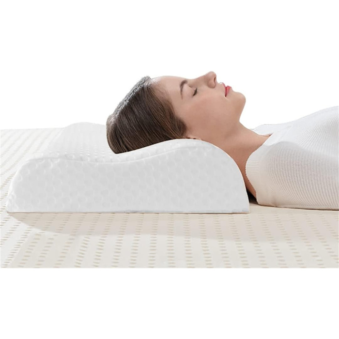 Ортопедична подушка Good Nite з піни Memory Foam для шиї та плечей, ергономічна, з контурною рельєфною формою, для сну на боці, від болю у шиї, 65x35x11/9 см