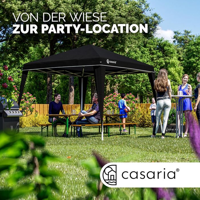 Павільйон CASARIA Capri 3x3 м, складаний, водонепроникний, UV 50+, зимостійкий, з чохлом, для саду, кемпінгу, вечірок (чорний)