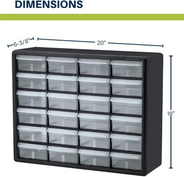Органайзер Akro-Mils із пластику на 24 шухляди, 50,8×15,2×40,6 см, червоний