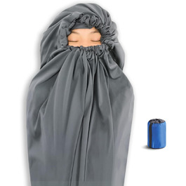 Спальний мішок-вкладиш Litume Thermolite Velour, антипиловий, для туристів, температура 12°C/8°C, для кемпінгу, легкий, з капюшоном і шнурком, універсальний, мумиформ, для походів та подорожей