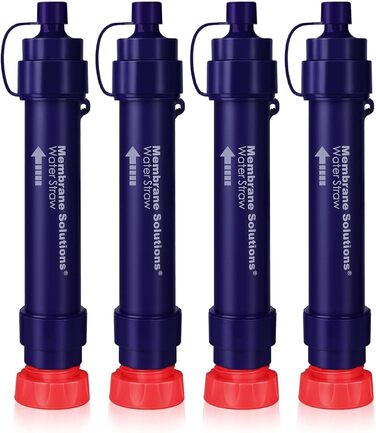Мембранний фільтр для води Membrane Solutions WS02, 4-ступеневий, 0,1 мкм, портативний фільтр для кемпінгу, туризму, виживання, очищувач води 5000 л, набір 4 шт.